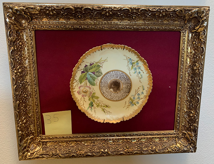 949-689-2047 antique framed plate